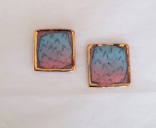 Hand Painted Porcelain Post Earrings 