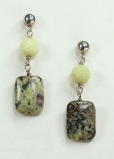 Turquoise & Lemon Jasper Post Dangle Earrings by American Designer