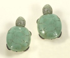 Jade Turtle Clip Earrings