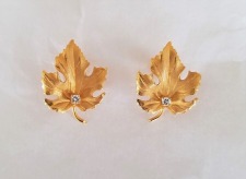 Vintage 14k Gold & Diamond Screw Back Earrings