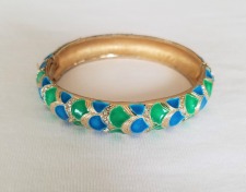 Vintage Blue & Green Enamel Bangle Bracelet