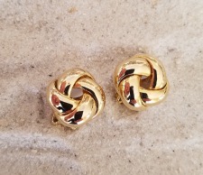 Vintage Gold Tone Knot Clip Earrings