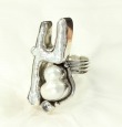 Echo of the Dreamer Free Form Pearl Ring with White Topaz