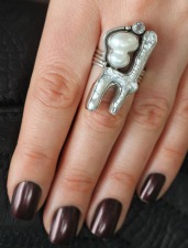 Echo of the Dreamer Free Form Pearl Ring with White Topaz
