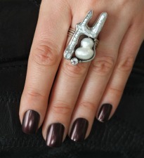 Echo of the Dreamer Free Form Pearl Ring with White Topaz